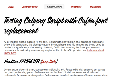 Testing Calgary Script with Cufon