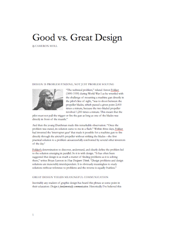 First page of Good vs. Great PDF
