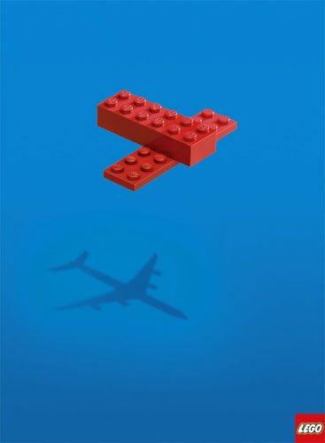 Lego ad showing a simple block with life-like shadow