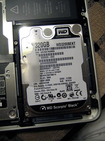 Western Digital 320 GB Scorpio Black hard drive