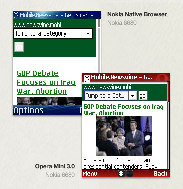 Screens showing Newsvine Mobile