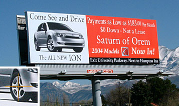 Saturn car billboard