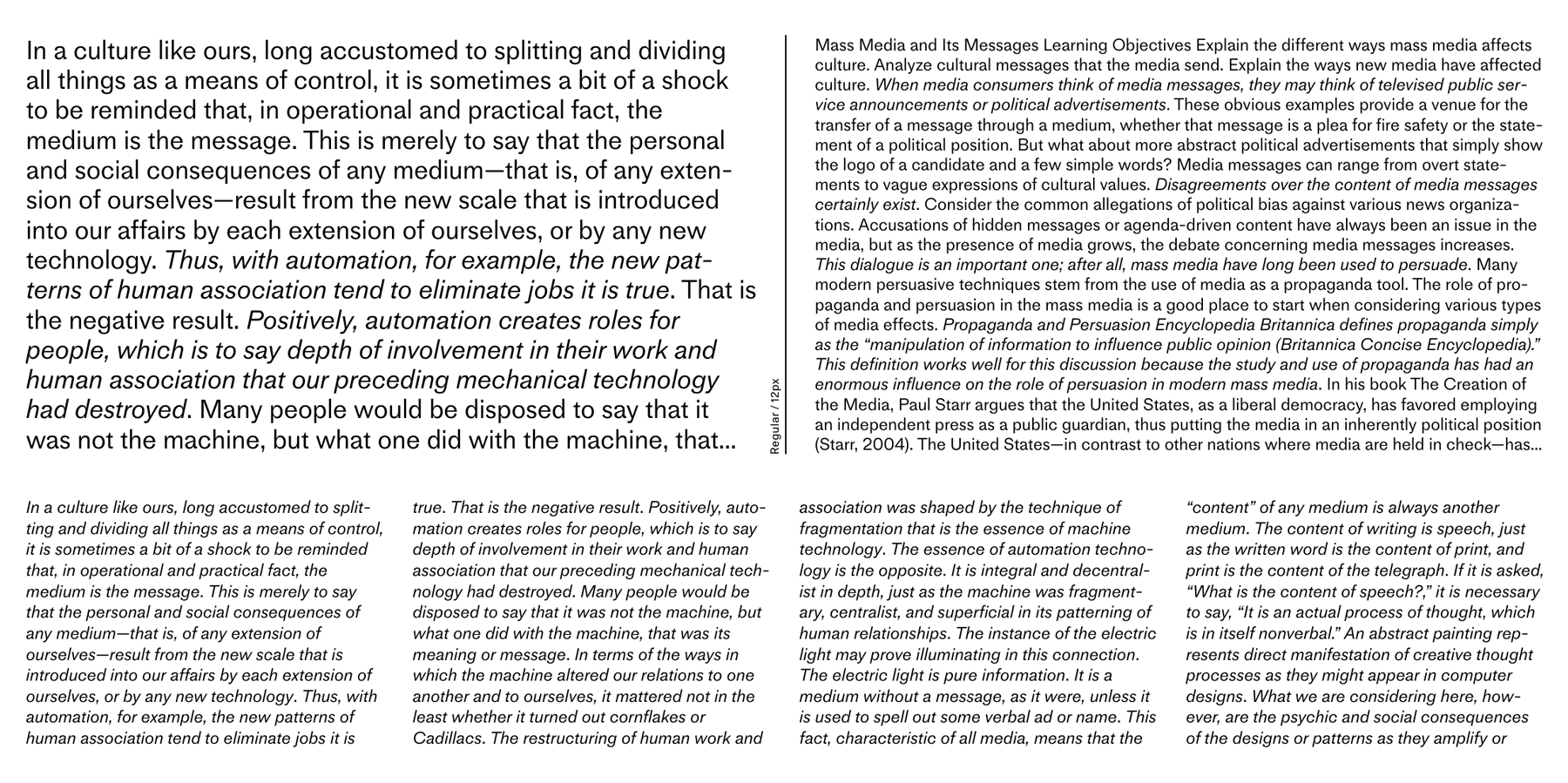 Medium font specimen